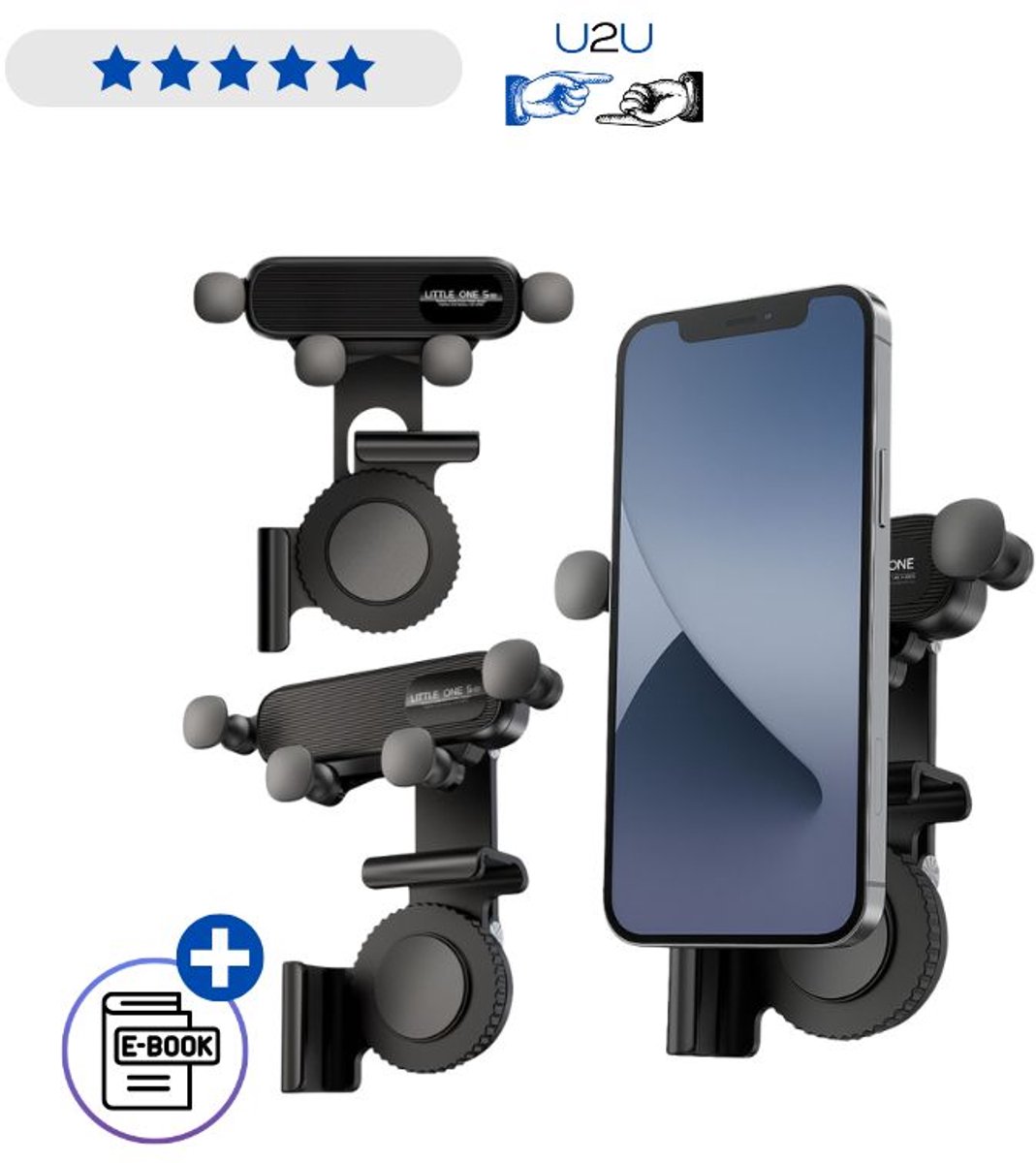 Auto telefoonhouder voor scherm middenconsole universele smartphone houder met klem 360 graden draaibaar stabiele montage geschikt voor navigatie handsfree bellen muziek antislip verstelbaar voor schermdikte 5 tot 23 mm Met Ebook