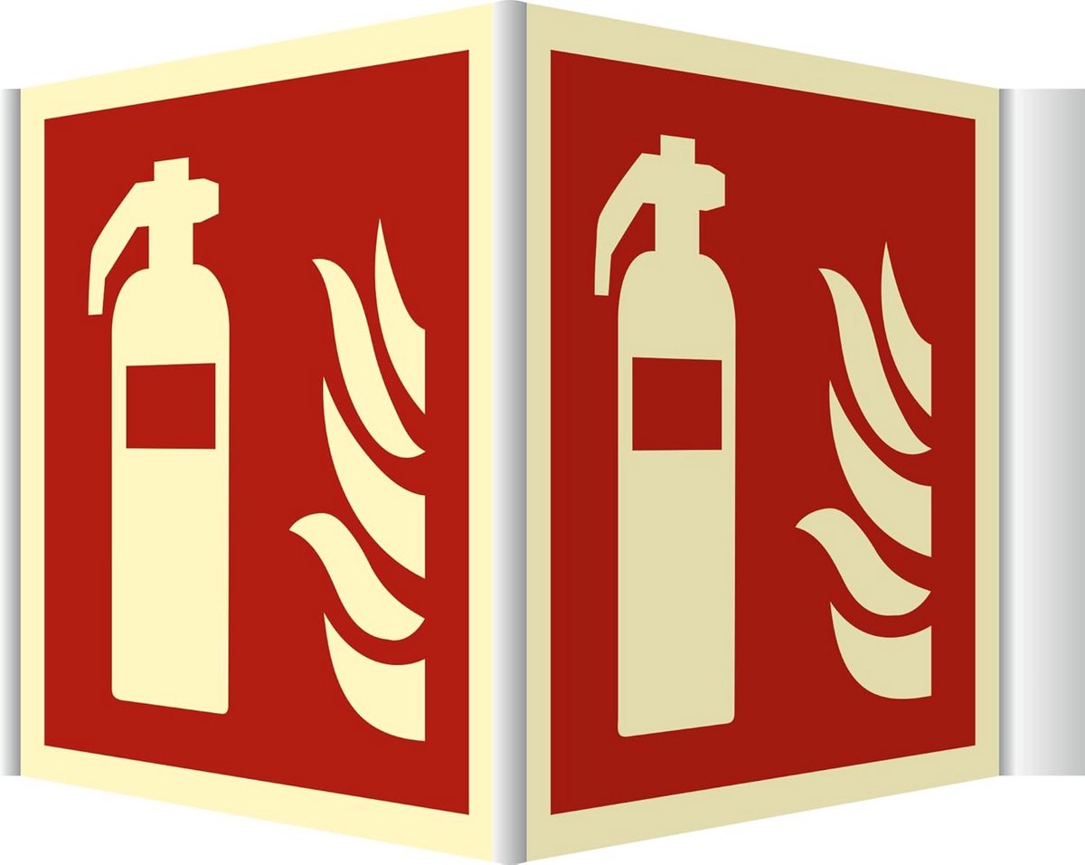Brandblusser Bord Lang Nagloeiend Piktogram Hoekschild Weerbestendig PVC