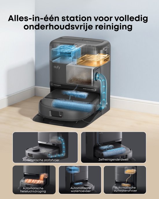 eufy Nieuw 2026 Robotstofzuiger met Dweil C28 Omni - HydroJet-zelfreinigende Dweilrol - Upgrade van X10 Pro - 15.000Pa Zuigkracht - Alles-in-1 Station - Automatisch Dweilen en Drogen - AI-obstakeldetectie