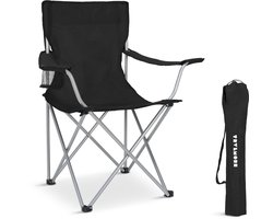 TRVLMORE Campingstoel - Opvouwbaar - 120KG Draagvermogen - Incl. Draagtas - Klapstoel - Visstoel - Kampeerstoel - Vouwstoel - Zwart