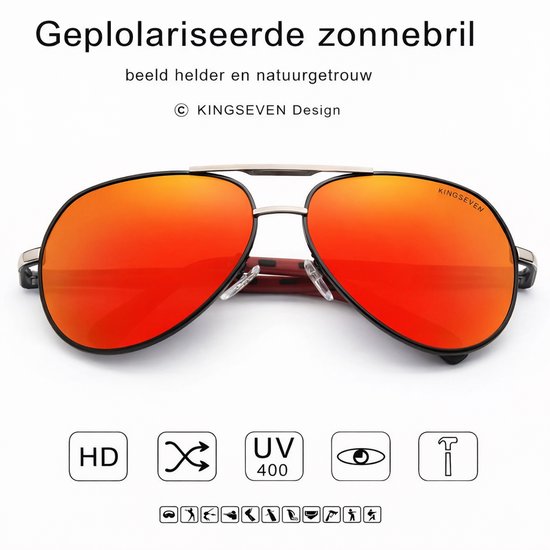 KingSeven Redstar - Pilotenbril met UV400 en polarisatie filter - Z68 van Kingseven — afbeelding 4
