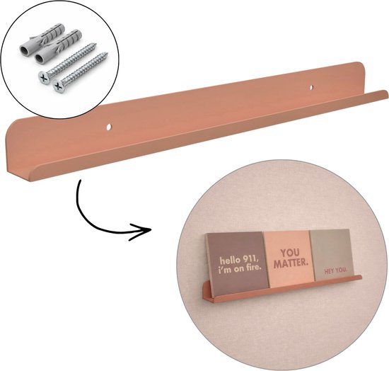 Hoya living - Richel plankje metaal - Blush Roze - 33cm - wandplankje voor teksttegels - fotolijstplankje staal - fotoplank