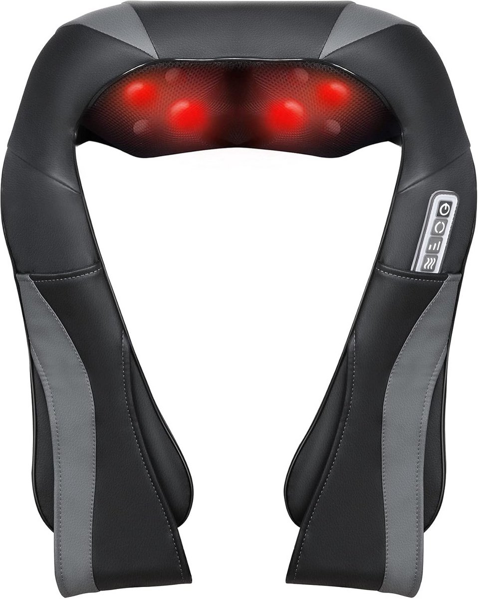 Elektrisch Shiatsu Massageapparaat met Warmte voor Nek, Schouders & Rug – Intensieve Kneedmassage