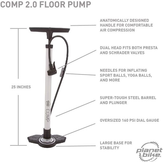 Stevige Vloerpomp voor Fietsen - Universele Pomp met Manometer — afbeelding 4