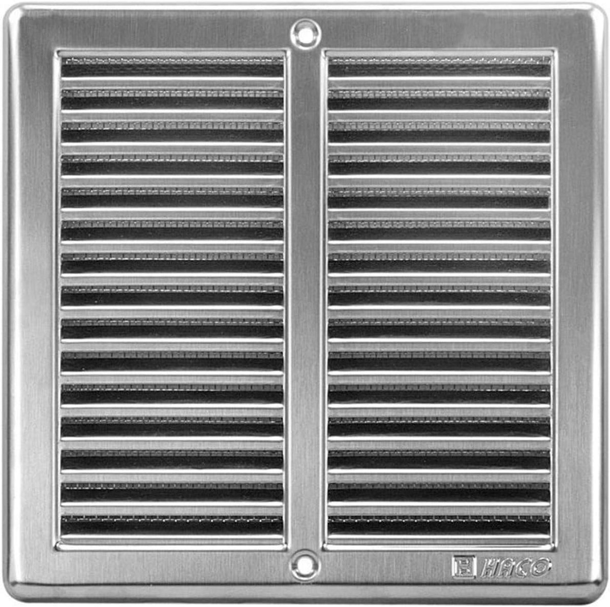 RVS Ventilatie Rooster 200x200 mm met Inbouwframe en Insectennet