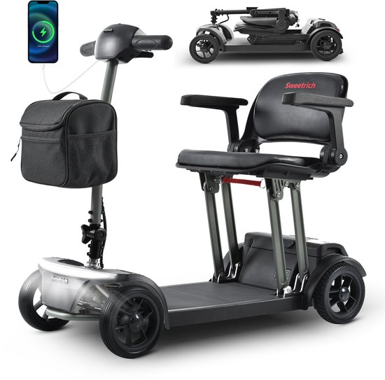 Sweetrich AIR TRAVELLER Scootmobiel–Elektrische Scootmobiel–12Ah Lithiumaccu–15 km Actieradius–180W Borstelloze Motor–4...