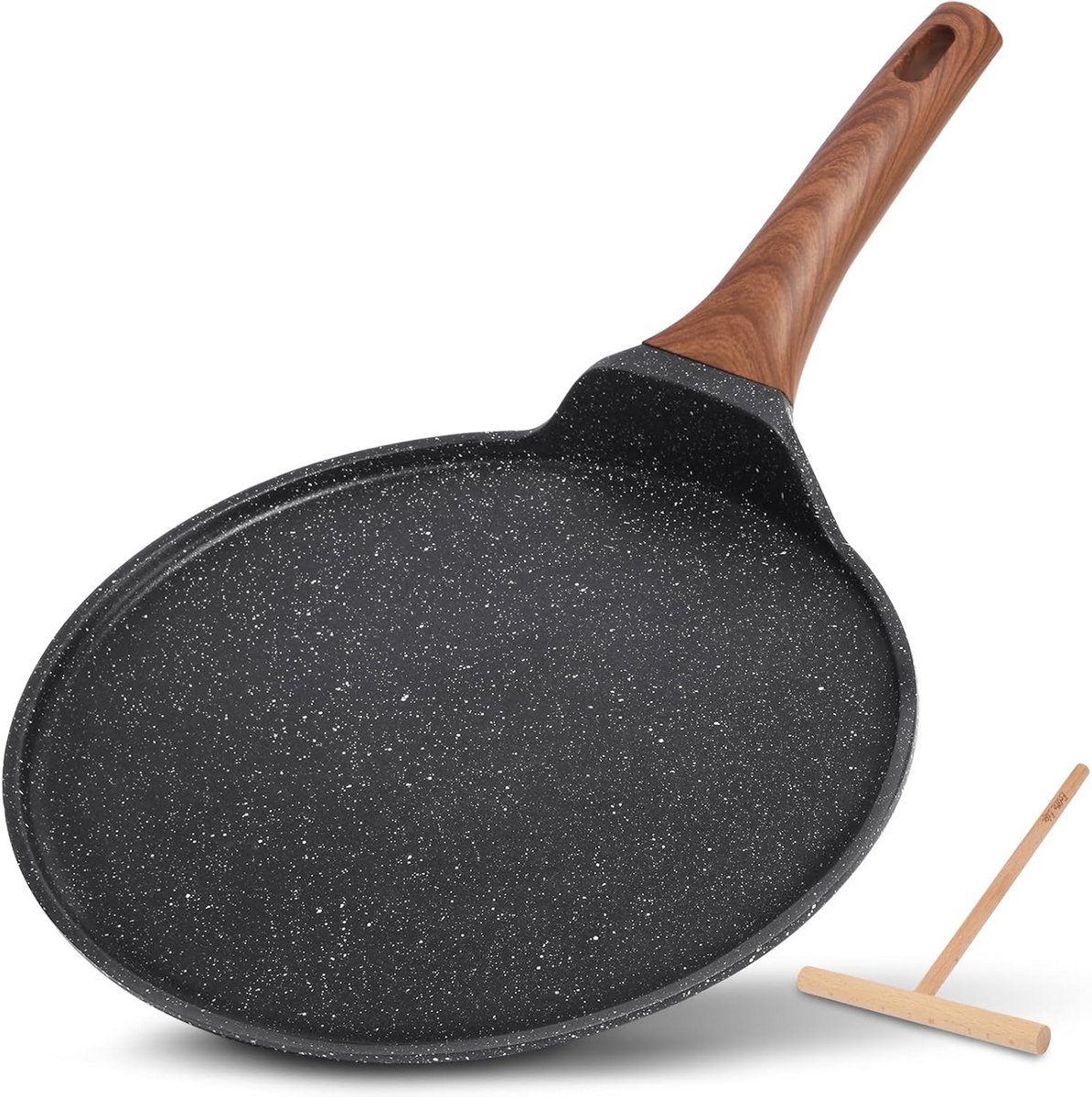 Professionele Crêpe Pan 24 cm met Antiaanbaklaag en Spatel voor Alle Fornuizen