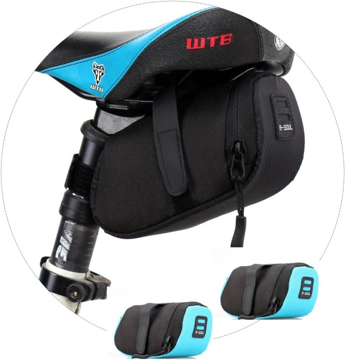 2-Pack Fietszadel Fietstas Set met Reflectie - Compacte Opbergtas voor Mountainbike en Racefiets