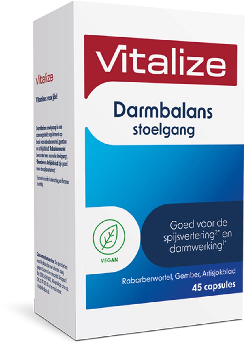 Vitalize Darmbalans Spijsvertering en Stoelgang 45 capsules | Draagt bij aan een goede darmwerking - Artisjokblad en gember is goed voor de spijsvertering