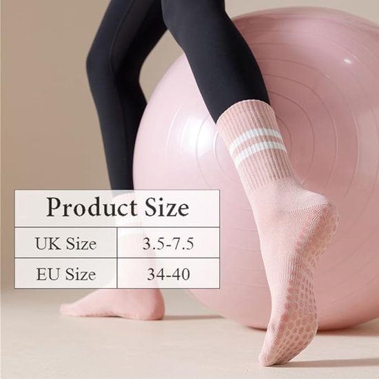 Yoga sokken - Antislip sokken - 5 paar - Pilates sokken - Fitness Sokken - Huissokken - Fietssokken - voor Yoga Pilates Ballerina Ballet - One size van Merkloos — afbeelding 3