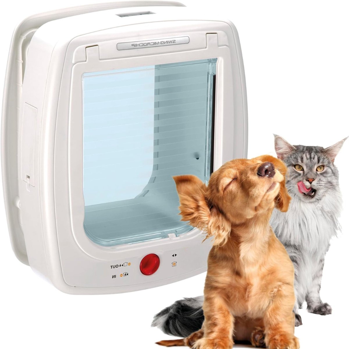 Aura® Kattenluik Met Chipherkenning - Kattenluik chip - Kattenluik met Microchip – Wit- 27cm x 16cm x 32cm