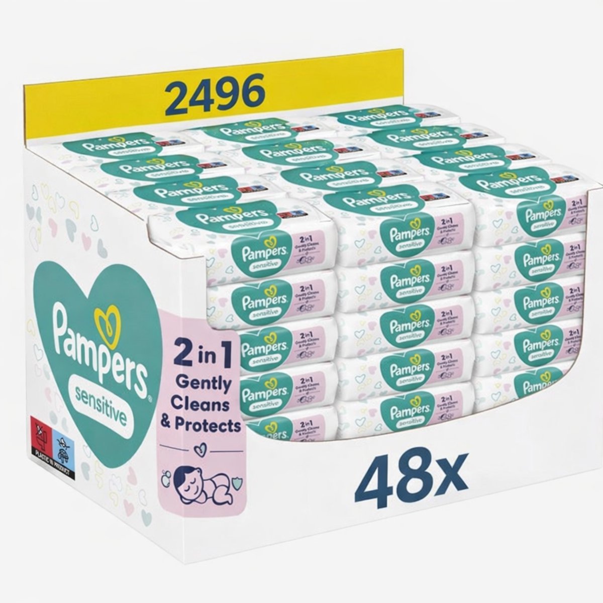 Pampers Sensitive Babydoekjes - 48 Verpakkingen a 52 Doekjes = 2496 Billendoekjes