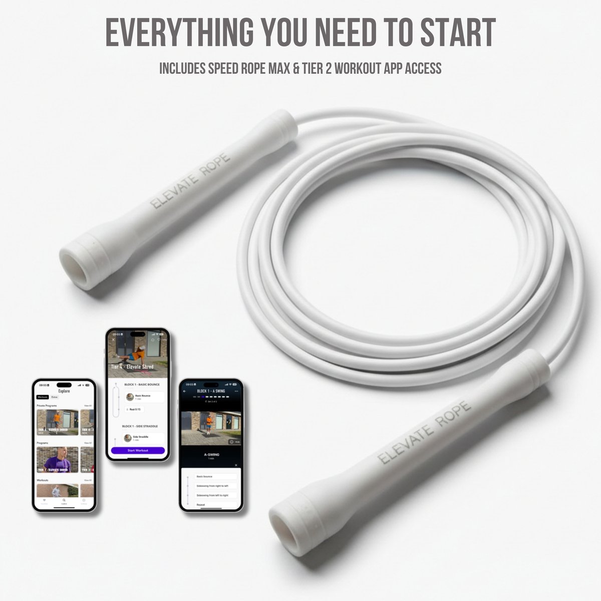 Elevate Rope Professioneel Sport Springtouw - Verstelbare Jump Rope - Touwtje Springen voor Volwassenen en kinderen - Speed rope - Conditie & Kracht - Binnen & Buiten Skipping Rope - Fitness Springtouwen (14 Kleuren) — afbeelding 5