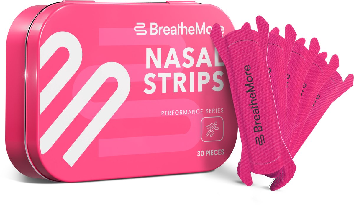 BreatheMore® Neusstrips - The Performance Series - Travel Box - Roze - 30 stuks