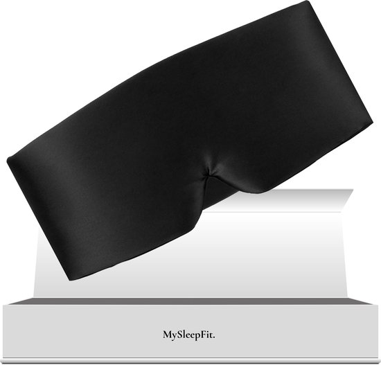 MySleepFit Luxe Slaapmasker van 100% Moerbei Zijde – 3D Ontwerp – Volledige Verduistering – Inclusief Geschenkdoos – Zwart