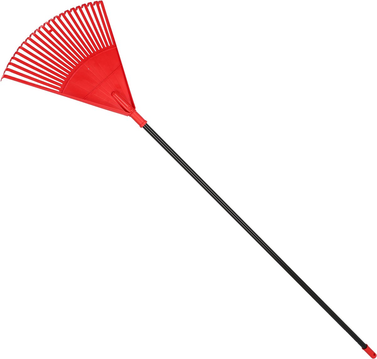 KOTARBAU® Bladhark, Tuinhark van Kunststof, 48 cm, met Aluminium Steel, 150 cm, Extra-Click, Gazonhark, Waaierbezem, Stevige Hark, Hark voor Gras Tuin Gazon, Rood & Zwart