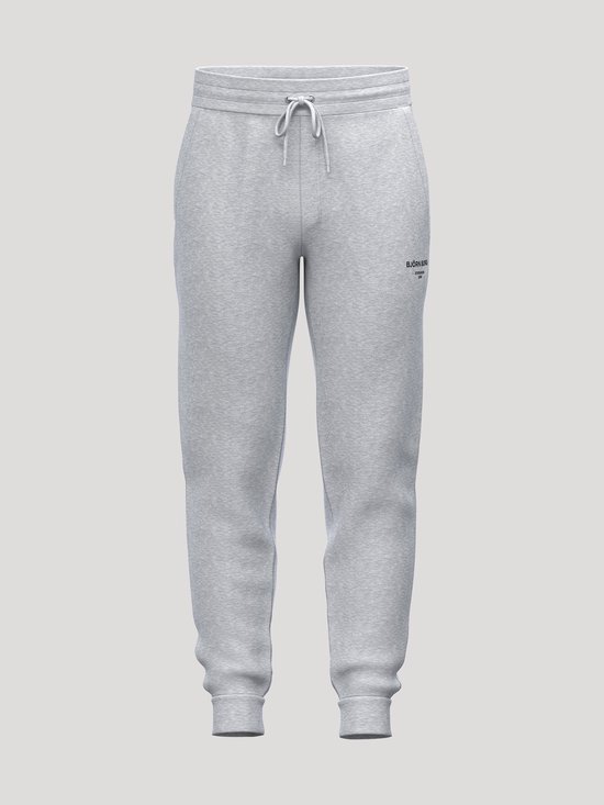 Grijze joggingbroek voor heren met trekkoord en logo op de linker heup.