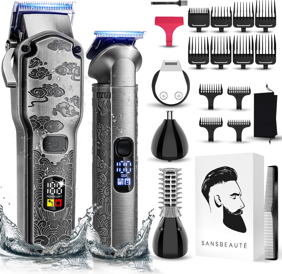 Professionele Draadloze 5-in-1 Tondeuse - Sansbeauté - Tondeuse Mannen Hoofdhaar - Cheveux Haar - Haartrimmer - Kapper Haar Machine - Haartondeuse - Trimmer Baard - Barbe Hair Clipper - Kapper Buddha Trimmer - Barber Set - Kappersset