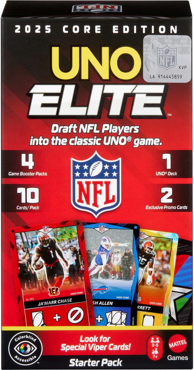 Mattel Games UNO Elite NFL 2025 Core Edition Starter Pack (Mainline)