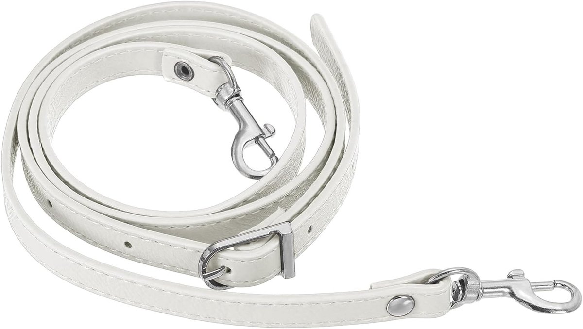 OIMG Verstelbare Tassenriem - Bag Strap - Shoulder - Bagstrap - Tassenriem - Verstelbaar - W 1.2cm - Schouderband - leer - geschikt voor mini tas - Bagstrap voor dames - Crossbody Strap Replacement - Verstelbare lengte 94 cm ~ 120 cm - wit zilver