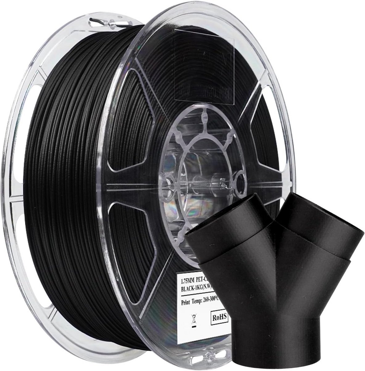 3D Printer Filament 1.75mm Koolstofvezel Versterkt PET - 0.5KG Zwart