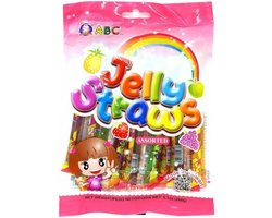 ABC Taiwanese Fruit Jelly Sticks Assorti 260 g - Fruit Jelly Straws | 13 Jelly Staafjes, Aziatische Snoepjes | Leuk & Kleurrijk Candy Snack met Kajal Sticker