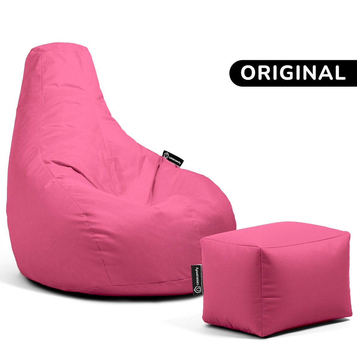 Casacomfy Premium Original - Complete Zitzak Set met Voetenbankje - Voor Volwassenen & Kinderen - Inclusief 200L Vulling - Roze