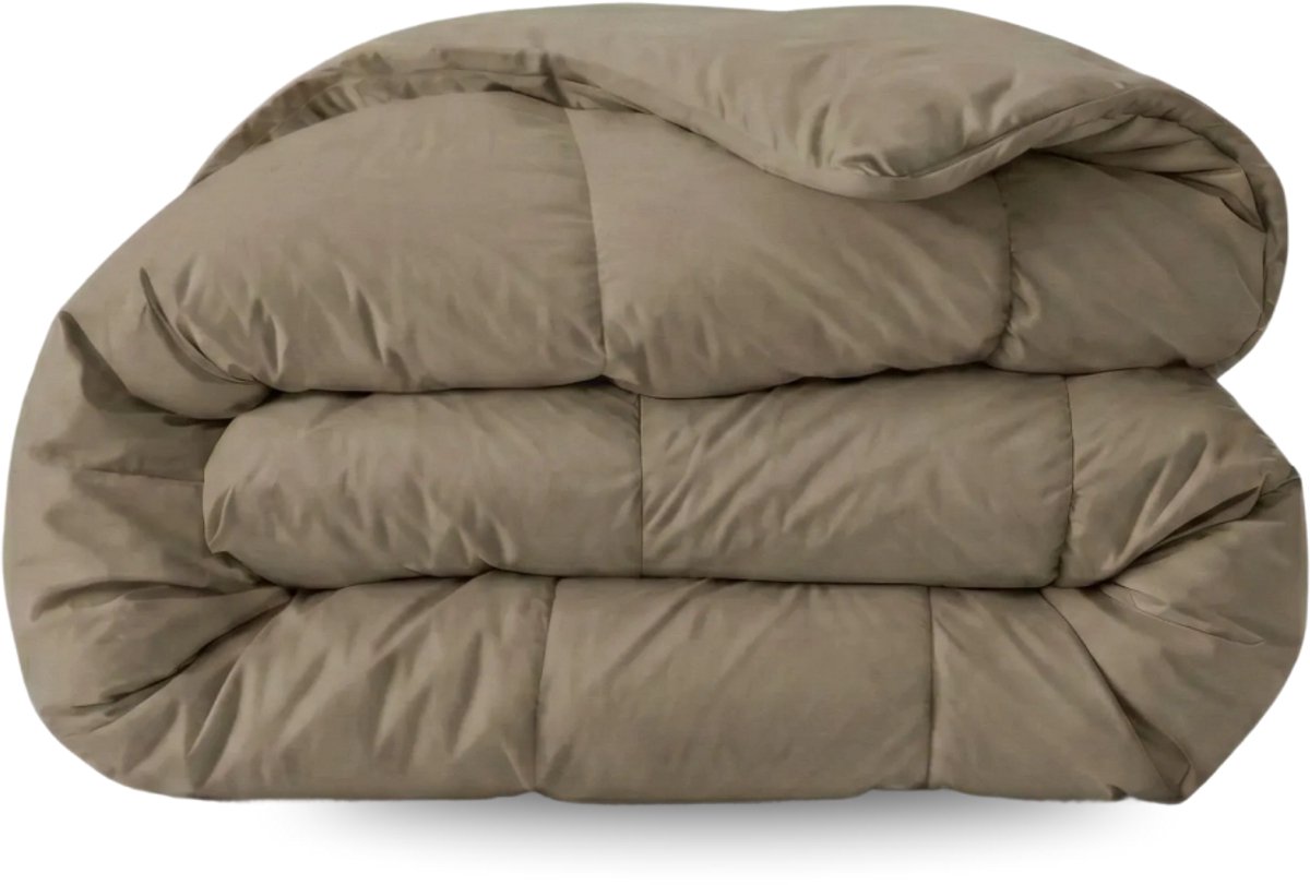Zelesta Comfort Uni Natural Taupe 200x200 - Dekbed zonder overtrek - Wasbaar dekbed - Hoesloos dekbed - 2 in 1 Dekbed met vaste overtrek