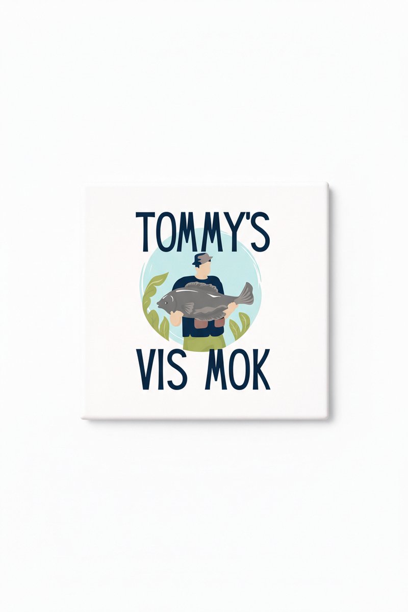 Bedruk King Grappige Vissen Keramische Tegel – Tommy’s Vis Mok Vissers Design Decoratieve Cadeau Tegel voor Visliefhebbers Wit