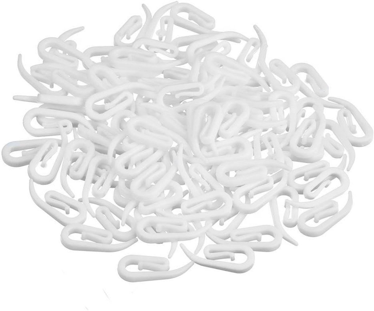 STAR&STER 100 stuks - Gordijnhaken - Curtain Glijder Hooks - Gordijnklemmen Witte plastic gordijnhaken voor raam, deur en douche- Badkamerhaken - Gordijnroedehaken - Gordijnen Haakjes Gordijnhangersdecoratieve raambekleding runners - 2.8 *1.2 cm -wit