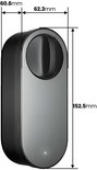 Zwart Aqara slim deurslot met cirkelvormig handvat en afmetingen (60,6mm x 62,3mm x 152,5mm).
