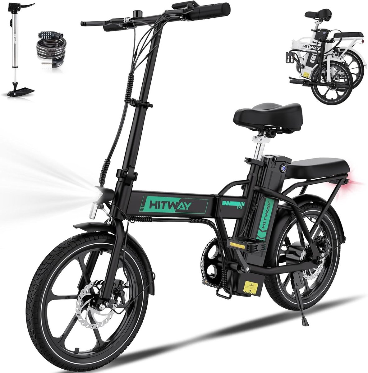 ELEKGO Elektrische Fiets EG11 - 20*3.0 Inch Fat Tire City Commuter EBike met Afneembare 36V 12Ah Lithium Batterij - Opvouwbaar Mountain E-Bike met 250W Motor - 7 Versnellingen - IP54 Waterdicht