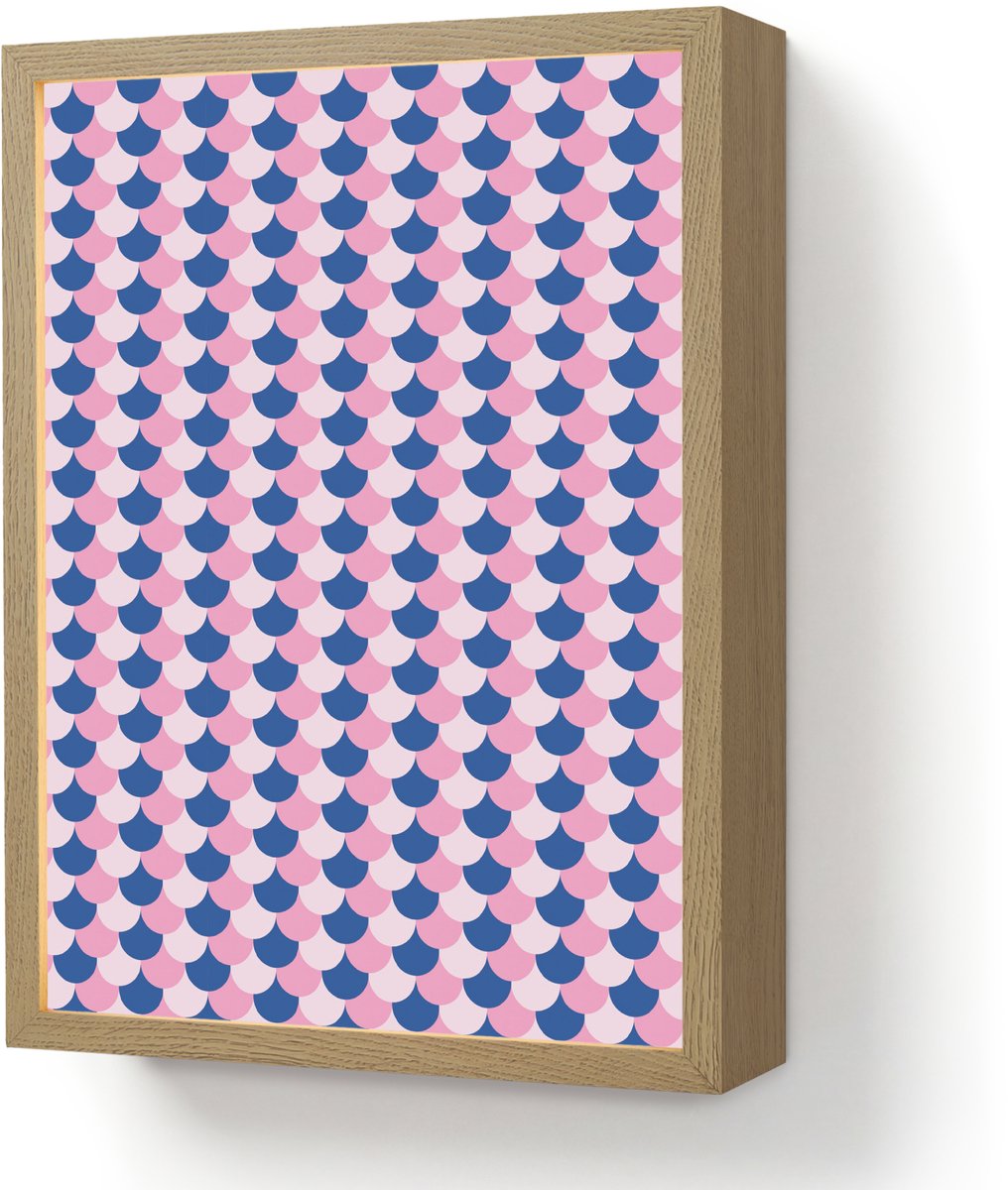 Nachtlampje 30x40 cm - Kinder lamp - Patroon - Schubben - Blauw - Roze - Tafellamp kinderk