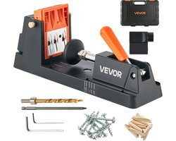 VEVOR Pocket Hole Jig, 12,7 tot 38,1mm, Schuine Gatenpositioneerder, Pocket Hole Boormalset met Stofafzuigadapter, Verwijderbaar Geleidingsblok, Boor, Aanslagring, voor Houtbewerking