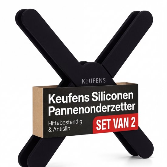 Keufens Pan coaster - Set de 2 - Pliable - Siliconen - Résistant à la chaleur - Pan / Casseroles et poêles coaster - Pan rack - Zwart