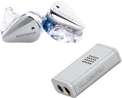 Bundle HiFi Moondrop - Blessing 3 IEM + Dawn Pro 2 DAC Bundle - Hybride 2DD+4BA + 3,5 mm équilibré - Compatible Android/Windows/macOS - Argent