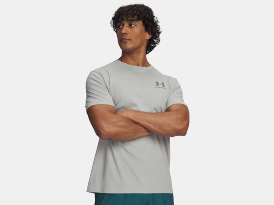 Under Armour UA M SPORTSTYLE LC SS-GRY Chemise de Sport Homme - Titanium - Vert Argile