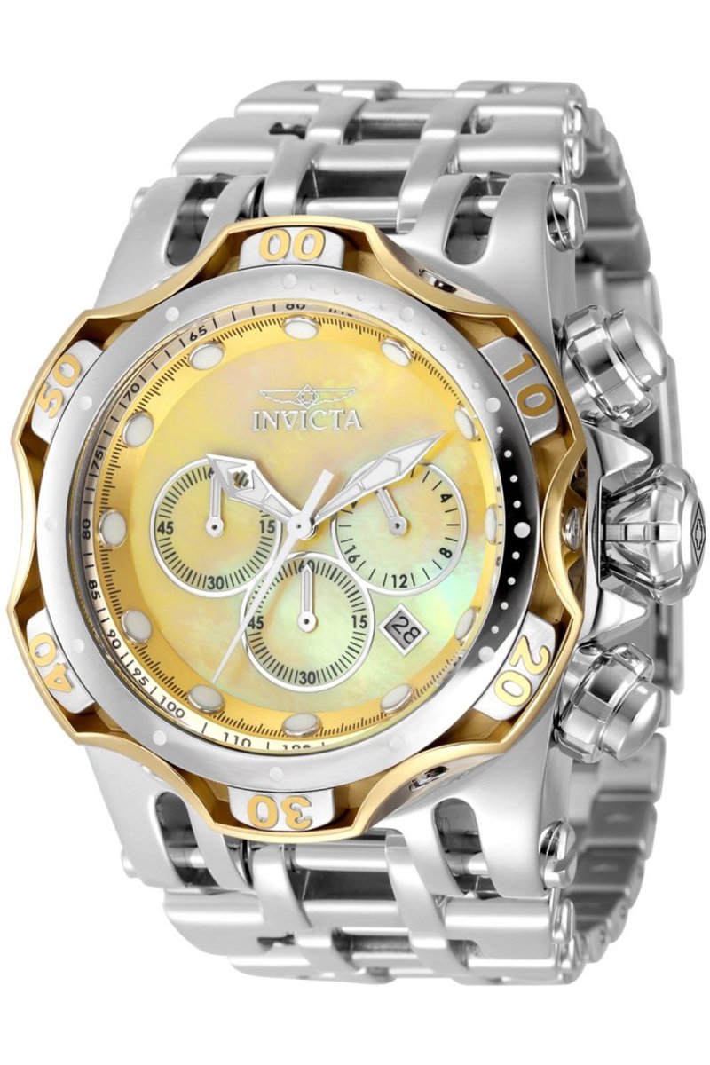 Invicta Fusion 49171 Heren Horloge - Waterdicht - Analoog - Quartz Uurwerk - Roestvrij Staal met gouden Wijzerplaat - 54mm