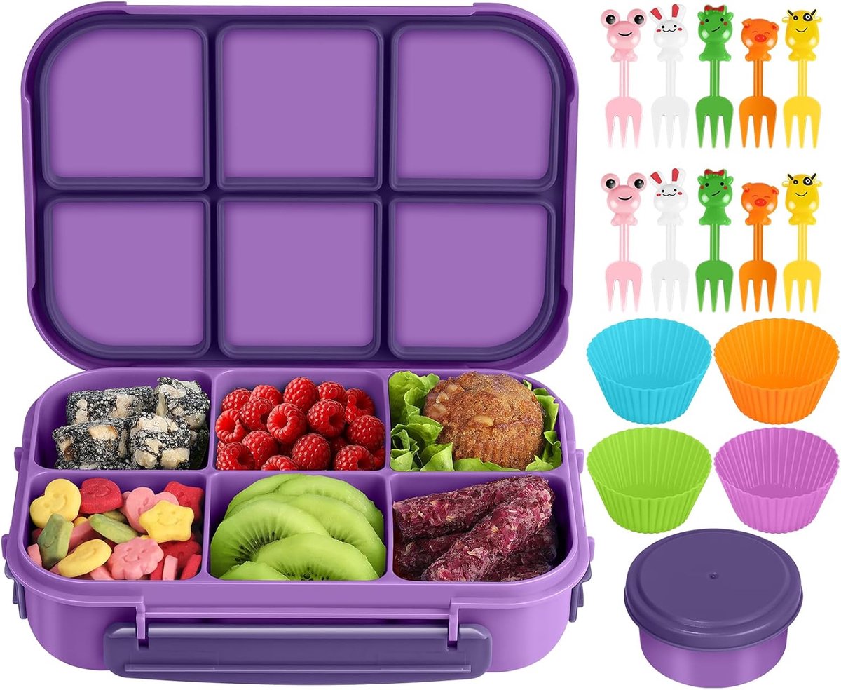 Bento Lunchbox - Maaltijdcontainer - School en Werk - Lekvrij 6 Vakken - 22.5 x 16 x 5.8 cm