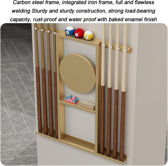 Biljartkeu Houder - Pool Keu Rek - Speelkamer Organisatie - Duurzaam Koolstofstaal - 82x85cm - Wit — afbeelding 4