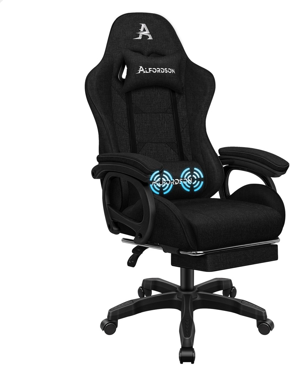 Gamingstoel met massage-lendensteun, ergonomisch
