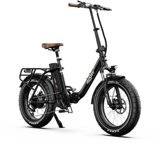 ONESPORT Opvouwbare Elektrische Fiets - 864Wh Accu - Actieradius tot 120 km –20×4.0 Inch Fatbike - Aluminium Lage Instapframe - Shimano 7 Versnellingen - Hydraulische Schijfremmen - Max. Belasting 120 kg - Stads E-bike - Zwartbruin van ONESPORT — afbeelding 2