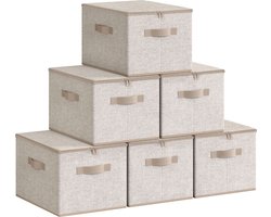 SONGMICS - Opbergbox - Opbergdoos - Met Deksel - 6-delig Set - Opvouwbare Stofbox met Handgrepen