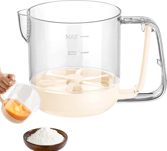 Eierklopbeker - Handmixer - Snel Mixen - Handmatig Aangedreven - 16x12x11 cm - Beige — afbeelding 5