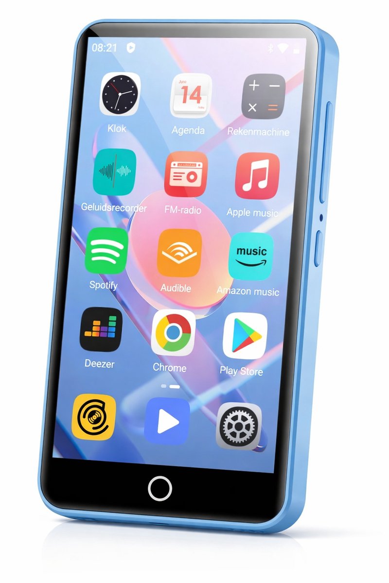 MP3-speler met Bluetooth en WiFi – 4 Inch Touchscreen MP4-speler – 1080P Videospeler – Android 9.0 met Play Store – 64GB + uitbreidbaar – Blauw