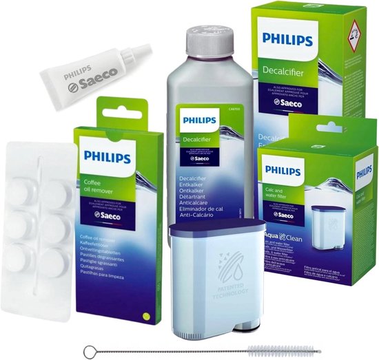 Philips Onderhoudsset Koffiemachine – AquaClean CA6903 Filter, CA6700 Ontkalker, Reinigingstabletten, Smeermiddel & Borstel
