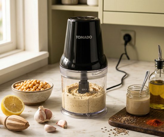 Tomado TCH2001B - Hakmolen - 360 ml - 2 RVS messen - 400 watt - Snijdt, hakt en mixt - Zwart van Tomado — afbeelding 2
