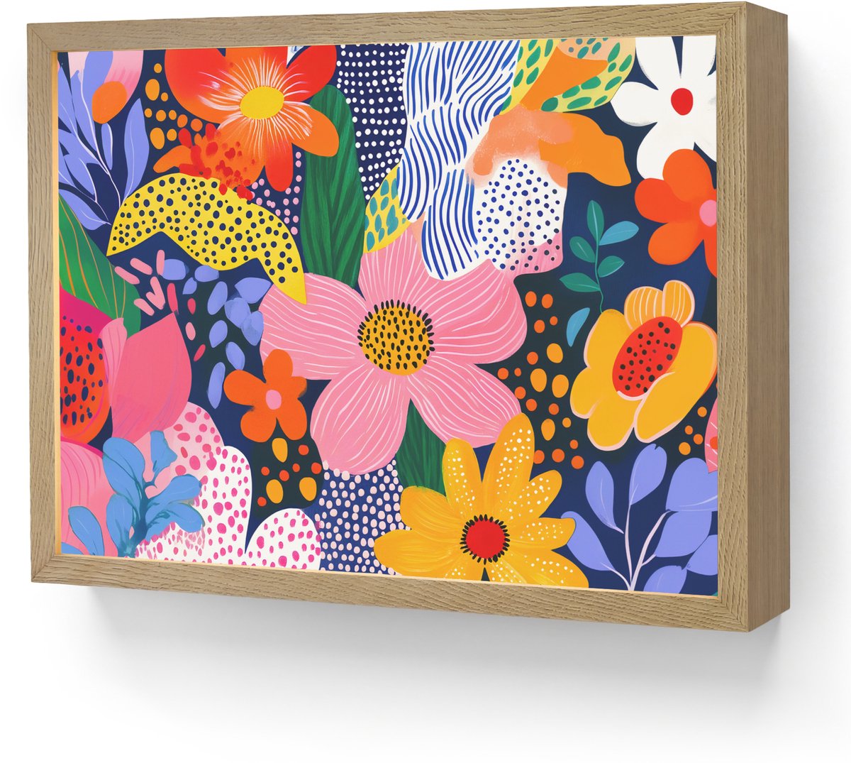Wandlamp 40x30 cm - Oplaadbaar - Kleurrijk - Bloemen - Abstract - Stippen - Wandlampen bin