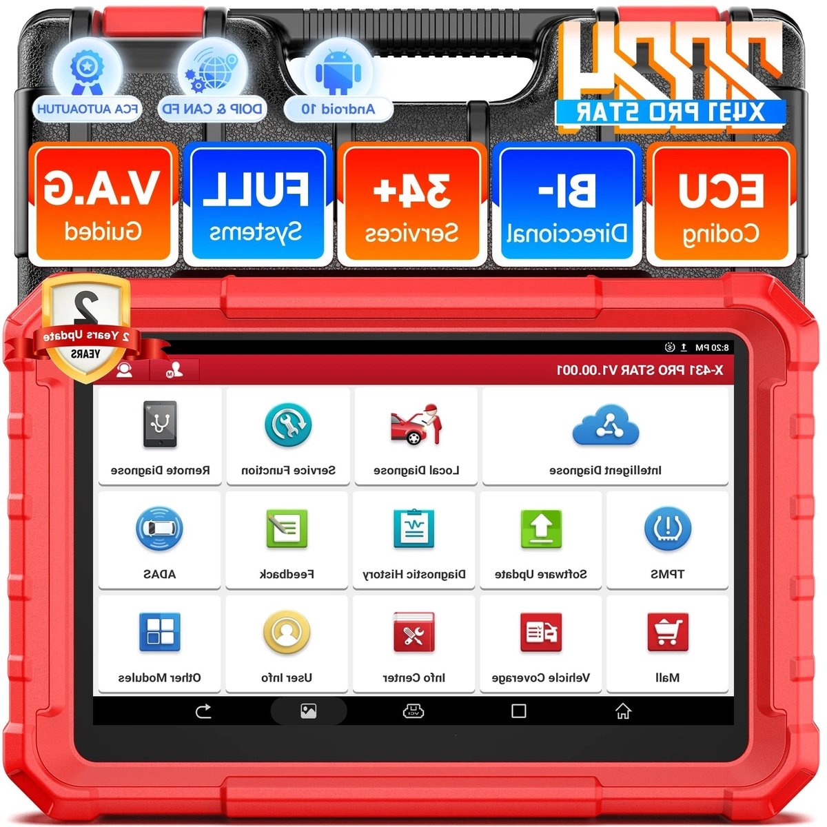 Professionele Auto Diagnose – OBD2 Scanner – Diagnosetool – Foutcode Uitlezer – Systeemtester – 8” Touchscreen – ECU-Codering