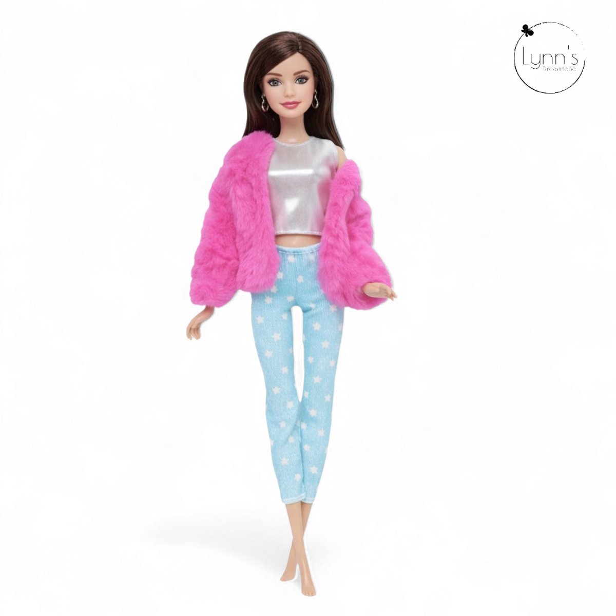 Lynn’s poppenkleertjes - Set ‘Tamara' - Geschikt voor modepop - Set van 5 outfits en 5 paar schoenen - Jurk, broek, top, trui, jas - Cadeauzakje — afbeelding 11